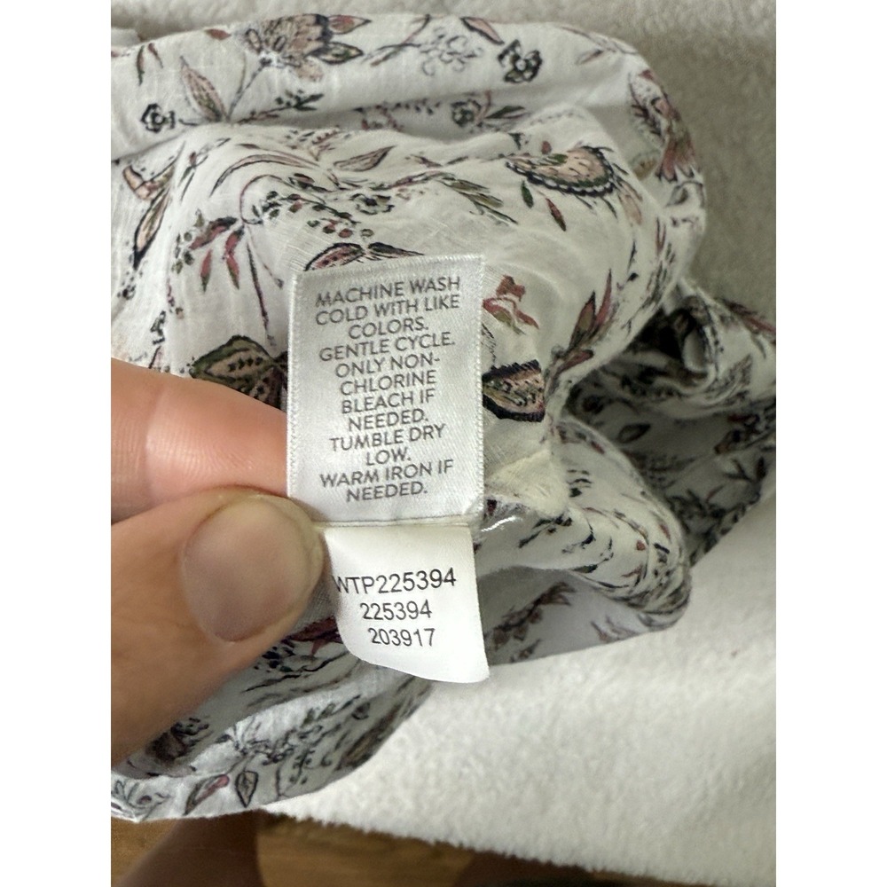 J Jill Shirt Women plus 2X White Floral Flowy Boxy Collared Button Front Prairie - Picture 9 of 16